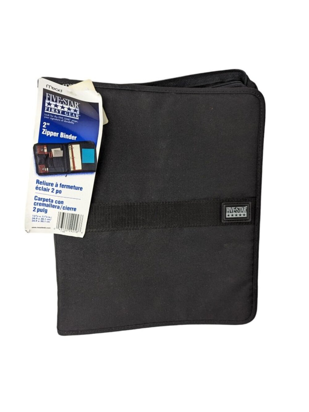 Vintage 1990s Y2k Mead Five-Star First Gear Zipper Binder 3-Ring Pockets Black